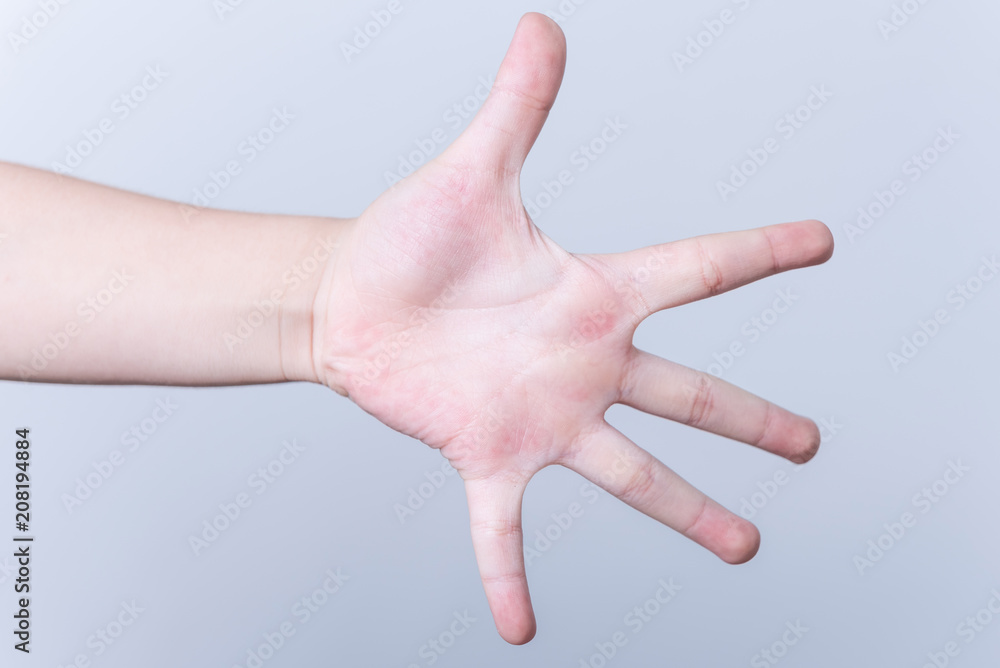 hands of the child isolated on the white background. hands of the child isolated on the white background.