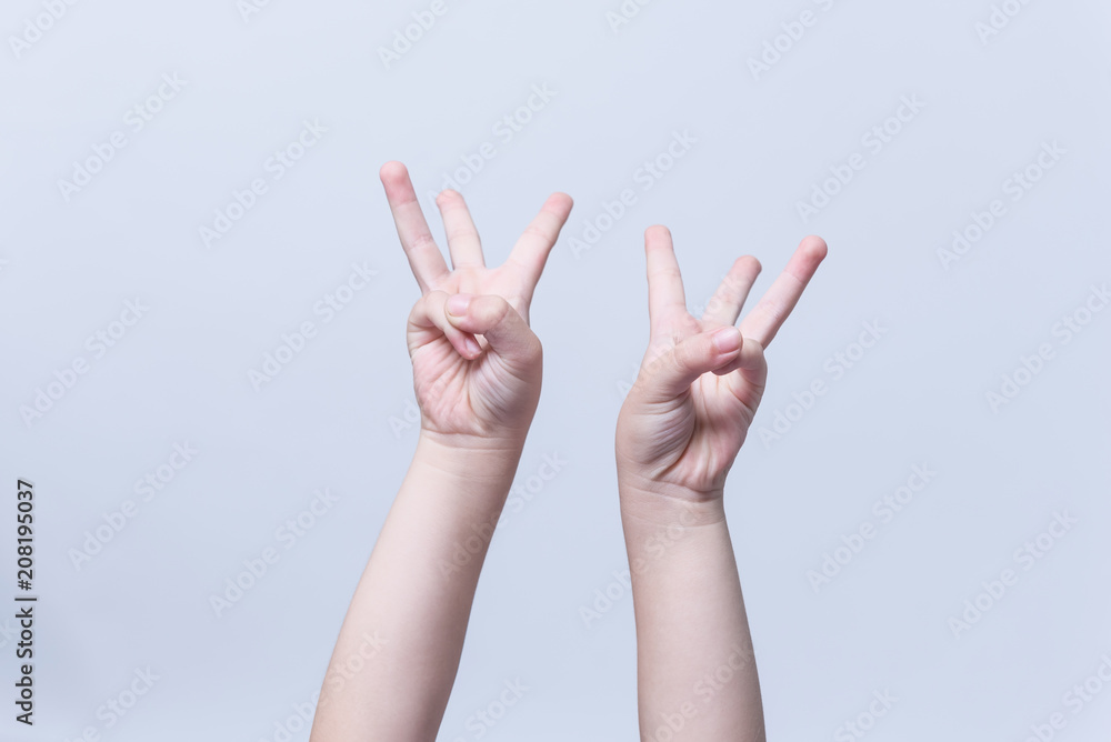 hands of the child isolated on the white background. hands of the child isolated on the white background.