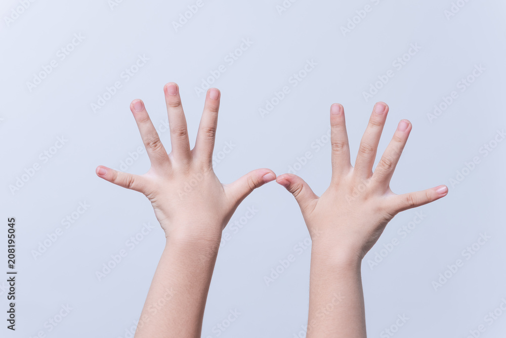 hands of the child isolated on the white background. hands of the child isolated on the white background.