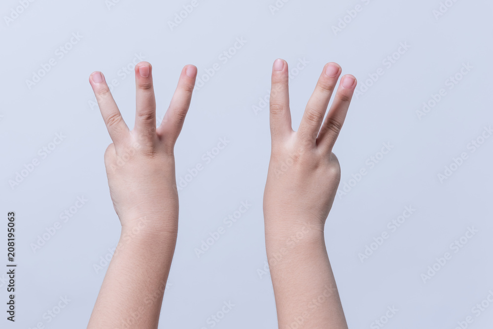 hands of the child isolated on the white background. hands of the child isolated on the white background.