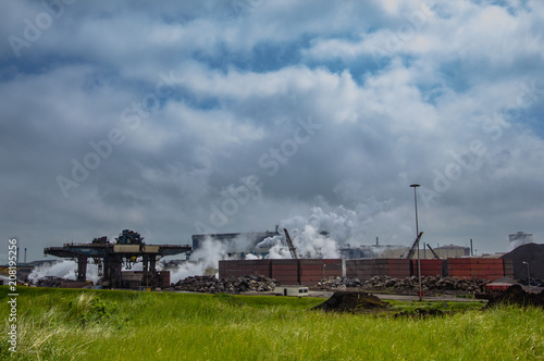 View of steel factory. Industry, Ecology, Economy,