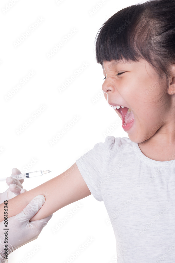 Medicine healthcare syringe injecting scared child Medicine healthcare syringe injecting scared child