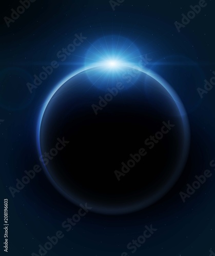 Planet earth with sunrise. vector illustration