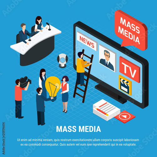 News Agency Isometric Background