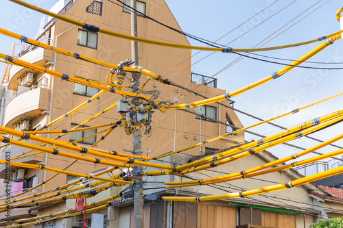 Obraz na plátně electricity cable cover for protective and safety area in village city in Japan