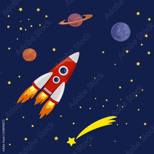 space illustration with space ship