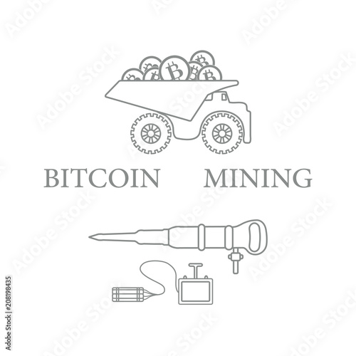 Dumper with bitcoins, dynamite and jackhammer.