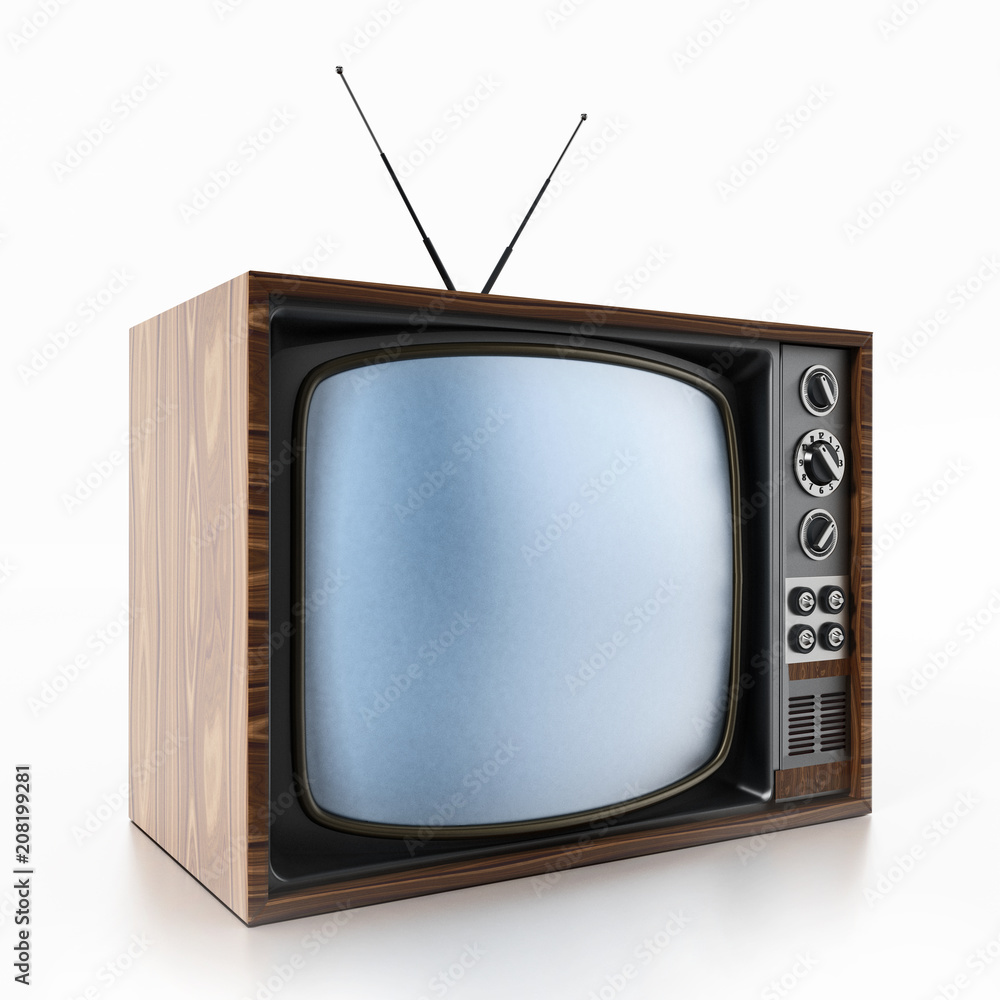 Vintage TV isolated on white background. 3D illustration