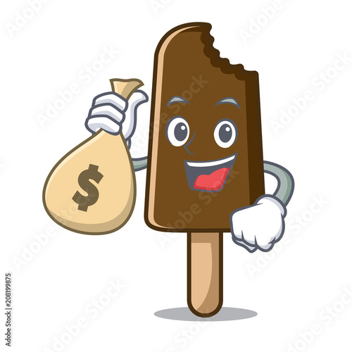 With money bag chocolate ice cream character cartoon