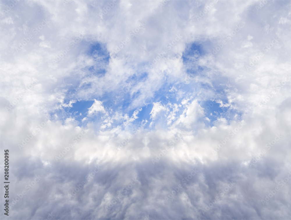 Big stormy and blue cloudy cross sky with hole abstract dramatic sky background