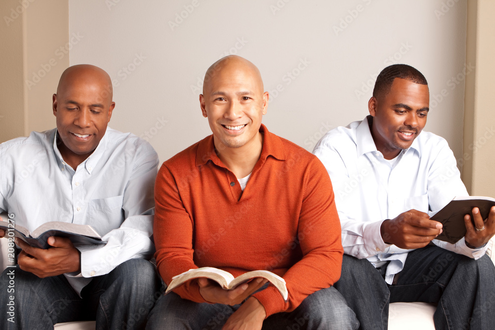 Diverse group of men studying together. Diverse group of men studying together.