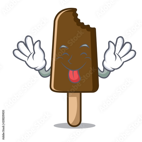 Tongue out chocolate ice cream mascot cartoon