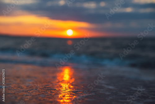 Sea wave close up, low angle view, sunrsie shot © ValentinValkov