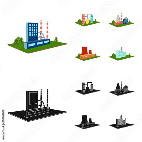 Processing factory,metallurgical plant. Factory and industry set collection icons in cartoon,black style isometric vector symbol stock illustration web.