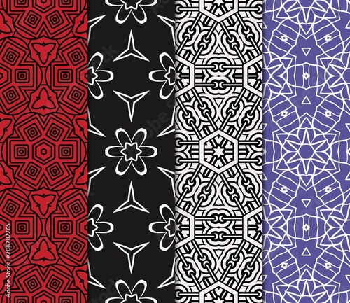 set of Vector seamless patern of Bright geometric Backgrounds inmodern style. For greeting cards, invitations, cover book, fabric, scrapbooks.