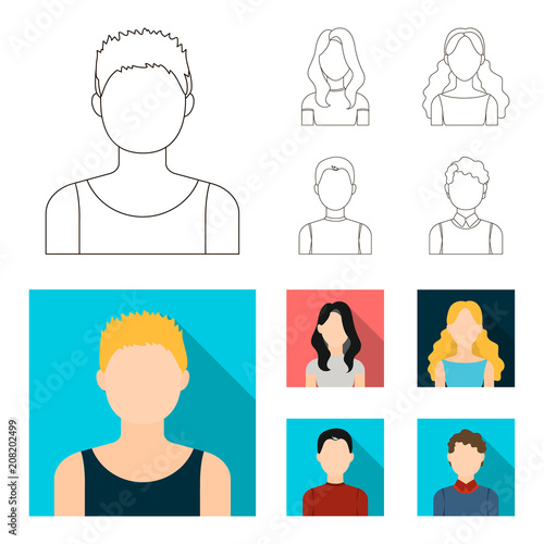 Girl with long hair, blond, curly, gray-haired man.Avatar set collection icons in outline,flat style vector symbol stock illustration web.