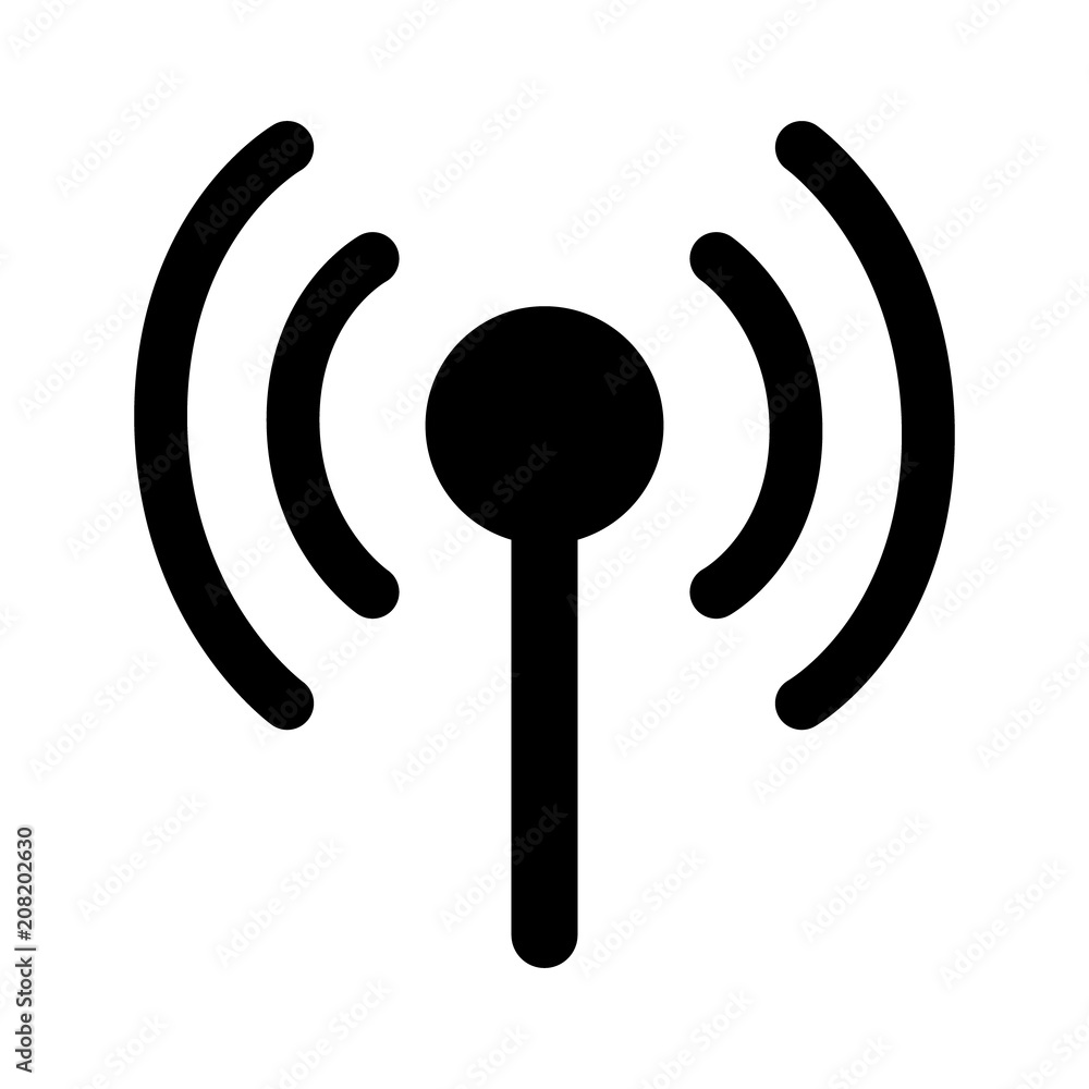 Wireless cellular / cell signal or radio network antenna line art icon for apps and websites Wireless cellular / cell signal or radio network antenna line art icon for apps and websites