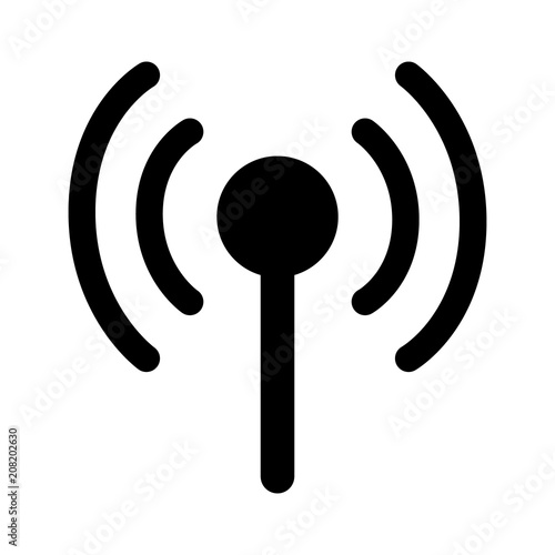 Wireless cellular / cell signal or radio network antenna line art icon for apps and websites