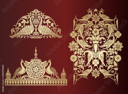 peacock motif designs, textile , Rajasthan, royal India