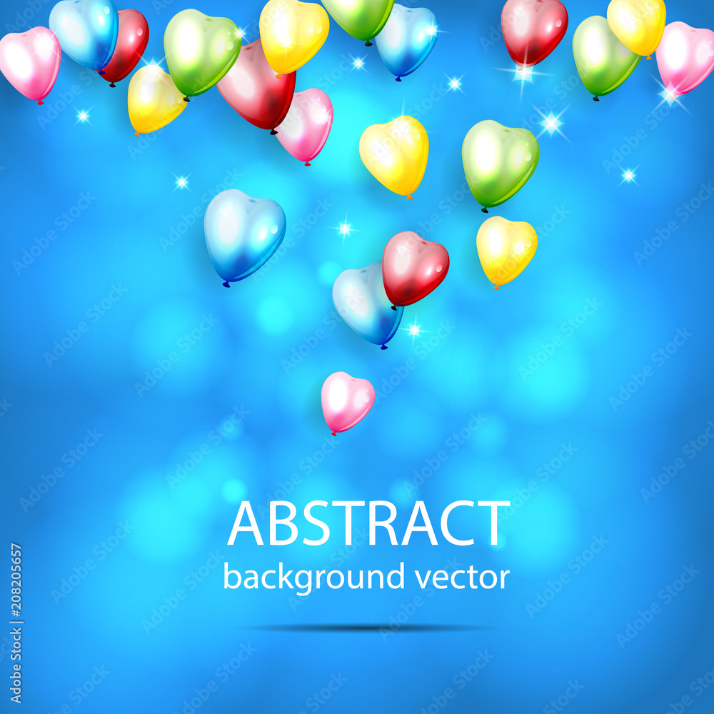 Abstract Background with Shining Colorful Balloons. with Bokeh Elements. Vector illustration