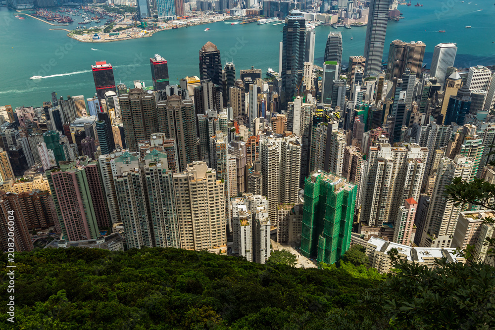 Fototapeta premium Panoramic view of Hong Kong skyline. China