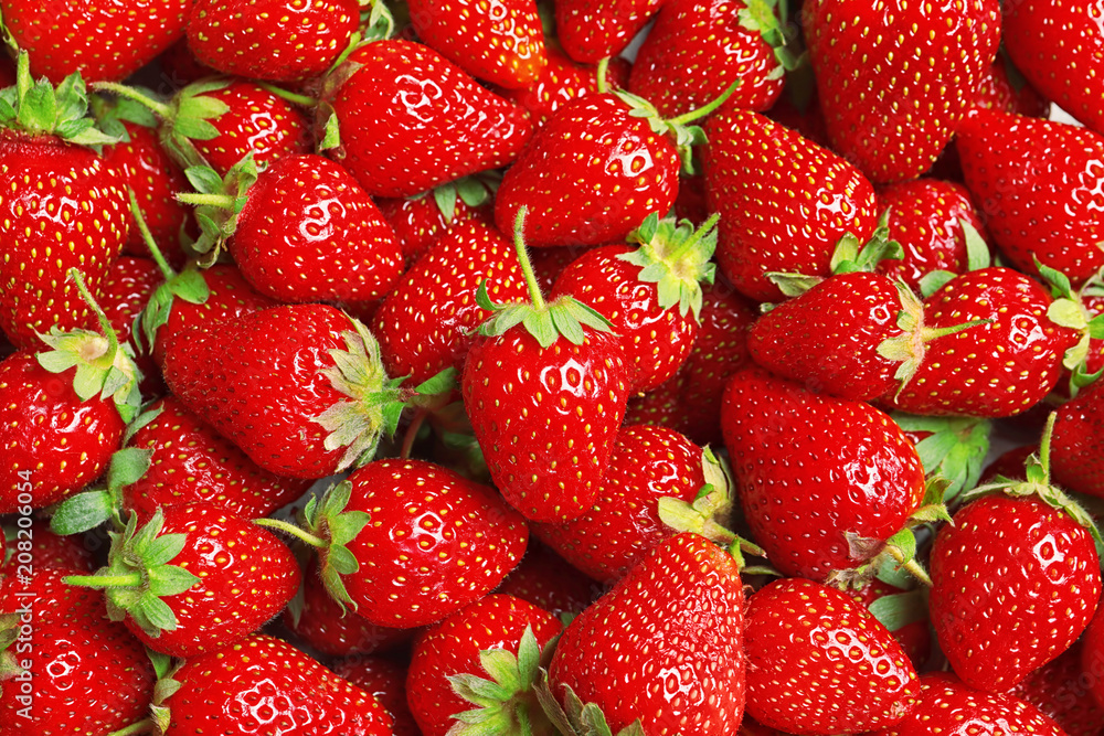 Fresh ripe strawberries as background, top view Fresh ripe strawberries as background, top view