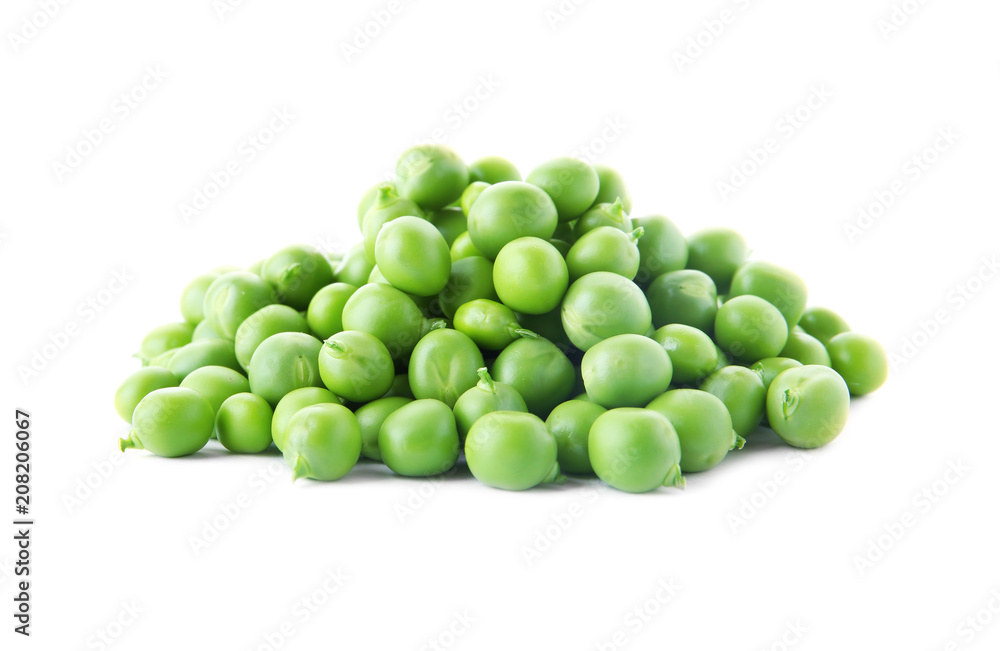 Delicious fresh green peas on white background Delicious fresh green peas on white background
