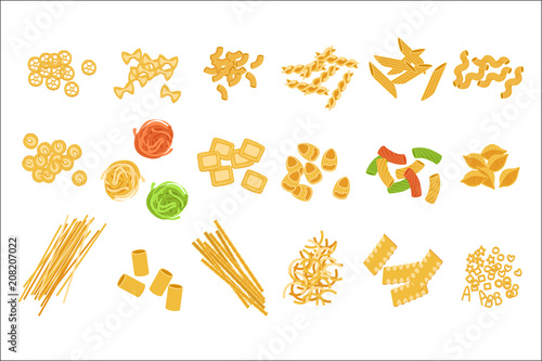 Classic Italian Pasta Types Set