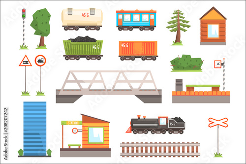 Cartoon illustration of train railroad vector