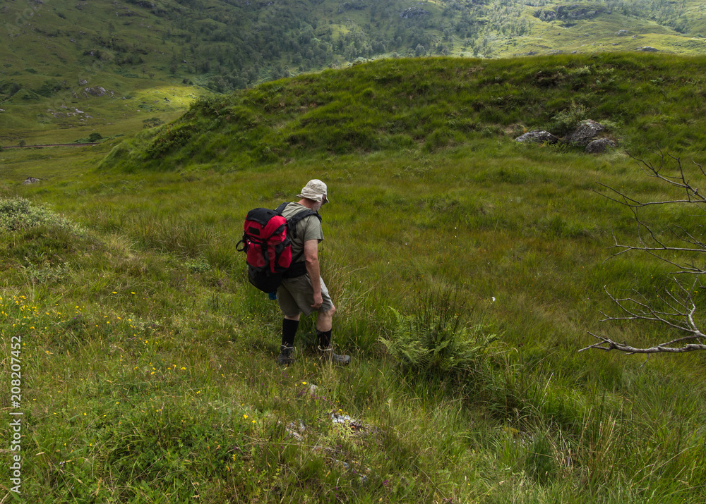 mature hiker, vitality walking in nature, Europe travel
