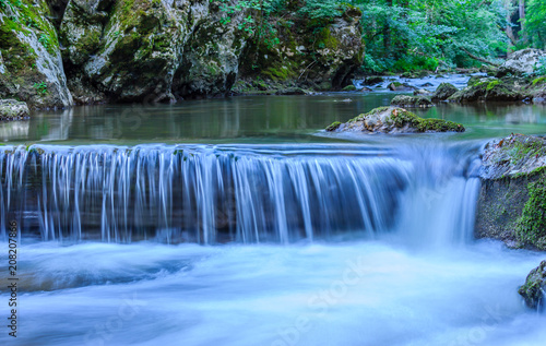 Beautifil scene of mountain waterfall with stone cascade in Serbia, Europe