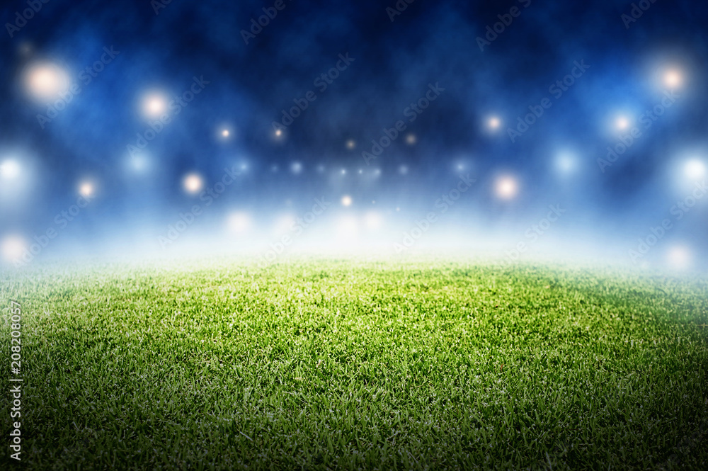 soccer field stadium in night time background