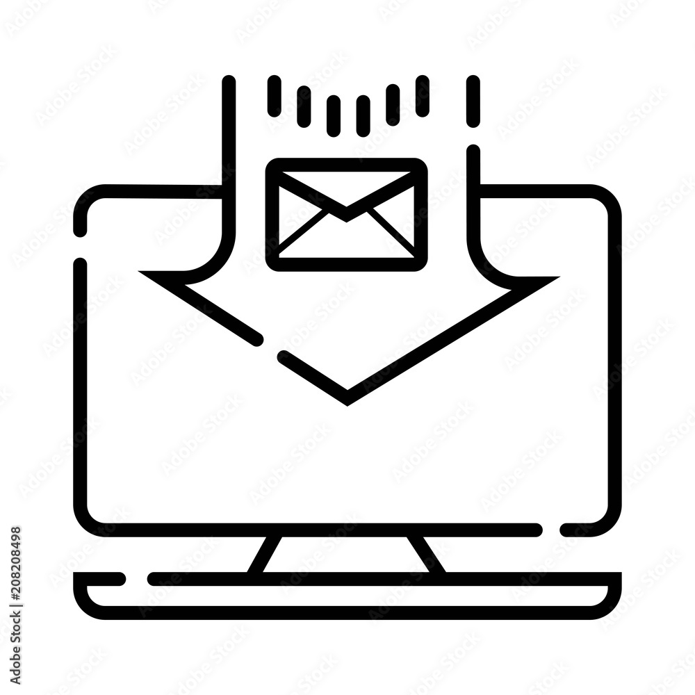 Laptop with mail envelope Laptop with mail envelope