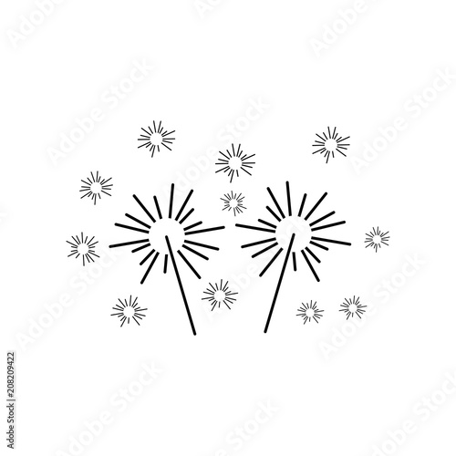 Sparkler, bengal fire icon. Party celebration birthday holidays