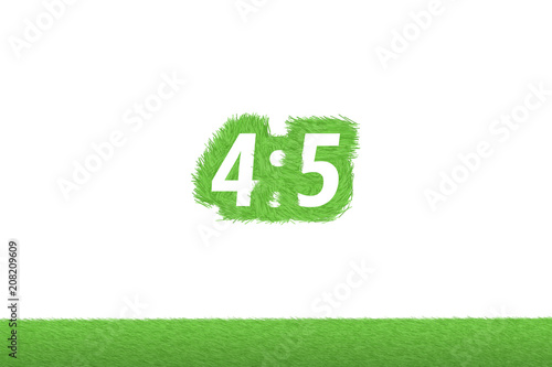 Spielstand "4:5" Gras Grüner Text auf weißem Hintergrund