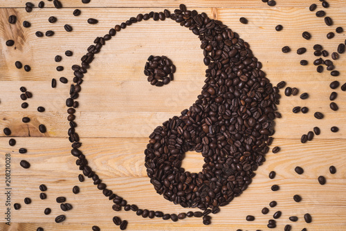 yin yang coffee beans composition photo