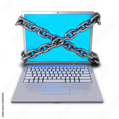 Vector 3d Chained laptop