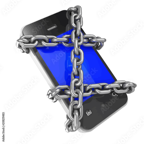 Vector 3d Chained smartphone