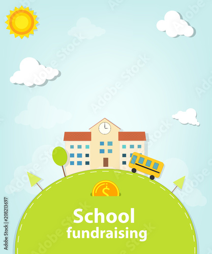 School fundraising poster. Clipart image isolated on white background