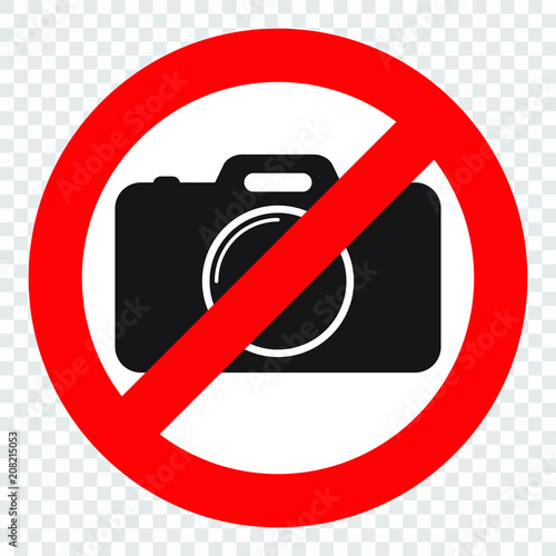 Red prohibition no camera sign. No cameras allowed sign. No taking pictures, no photographs sign.	