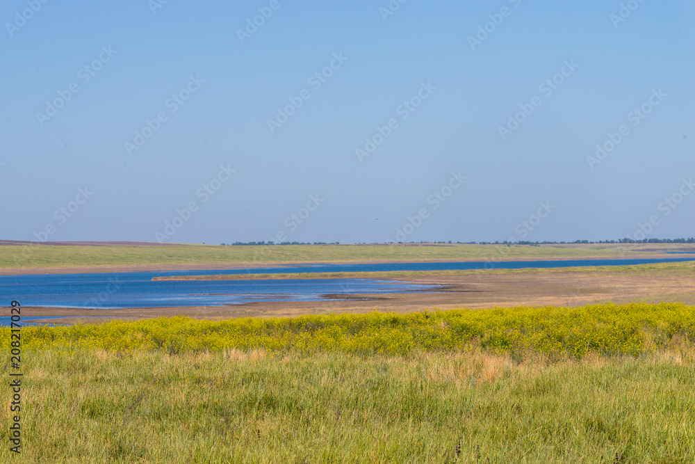 Beautiful summer landscape with river bank Beautiful summer landscape with river bank