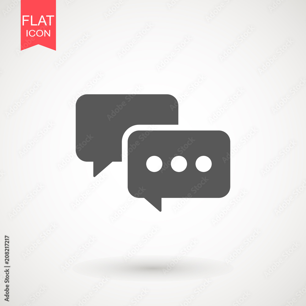 Speech bubble icon. Chat Flat vector. Comment icon. ON white background. Speech bubble icon. Chat Flat vector. Comment icon. ON white background.