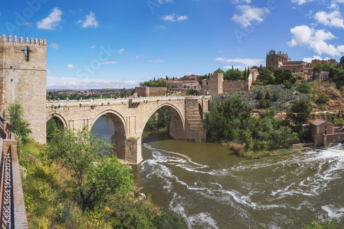 Puente de San Martin (St Martin's Bridge) across the River Tagus in Toledo, Spain
