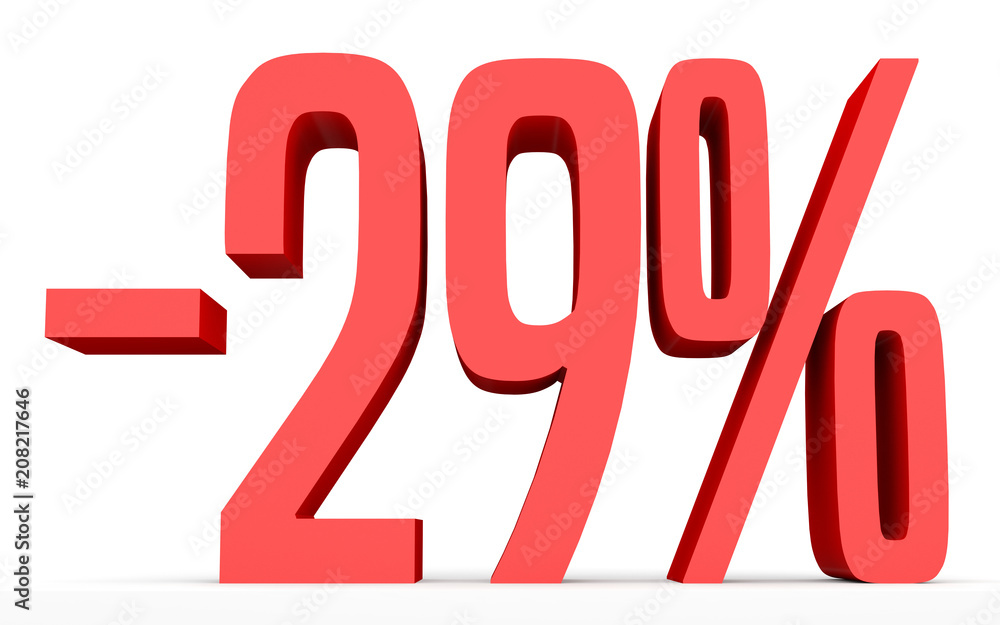 Minus twenty nine percent. Discount 29 %. Minus twenty nine percent. Discount 29 %.