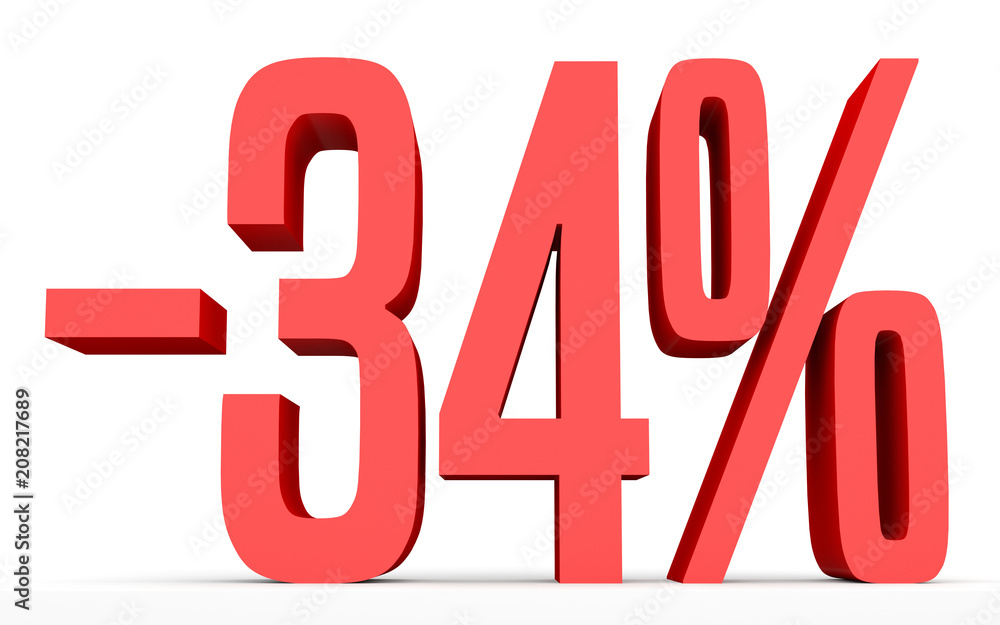 Minus thirty four percent. Discount 34 %. Minus thirty four percent. Discount 34 %.