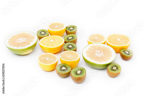 Fruit food citrus slice  orange  lemon on white background.