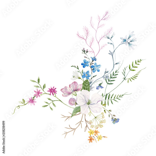 Watercolor floral composition