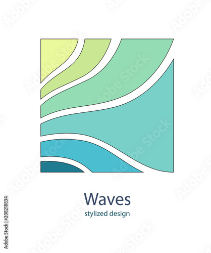 Water Wave Logo abstract design. Cosmetics Surf Sport Logotype c