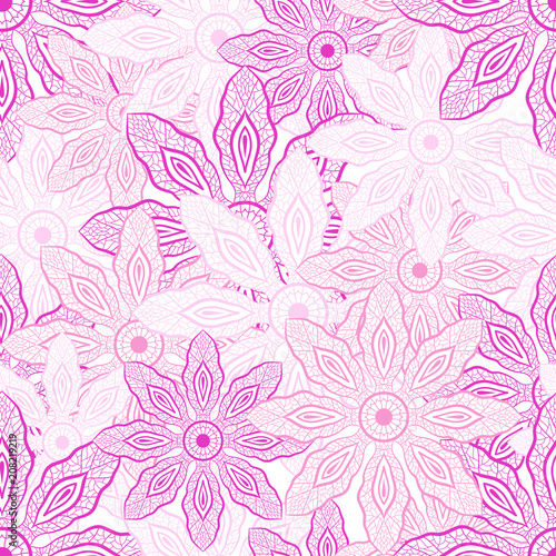 Wallpaper Mural Pink flowers Seamless Pattern Torontodigital.ca