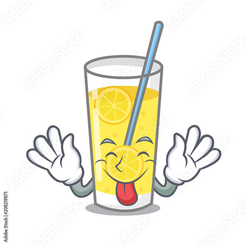 Tongue out lemonade mascot cartoon style